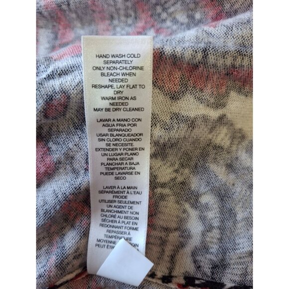 Chicos  Open Front Cardigan Size 1 Medium Red Black Floral Paisley Boho Chic - Picture 5 of 8